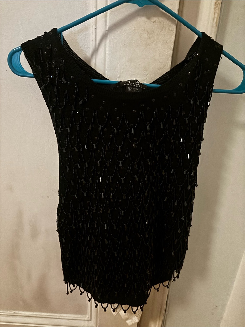 BCBGMaxAzria Black Beaded Tank Top